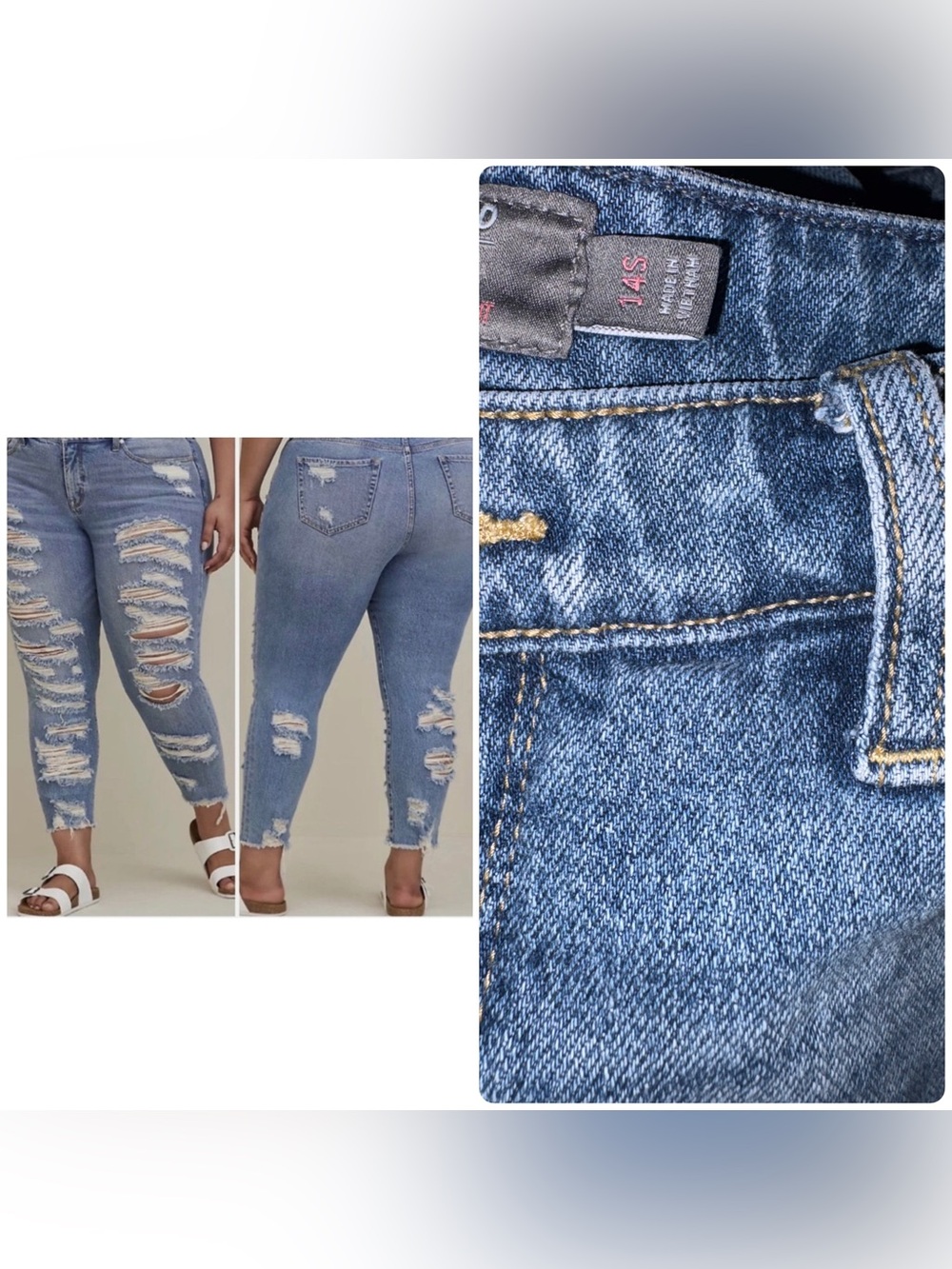 torrid Light Blue Distressed Ankle Jeans